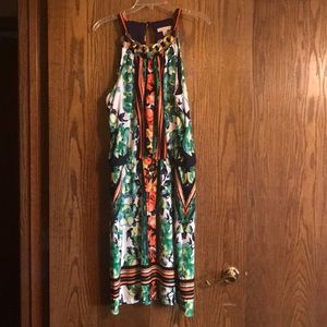 Green and orange summer dress